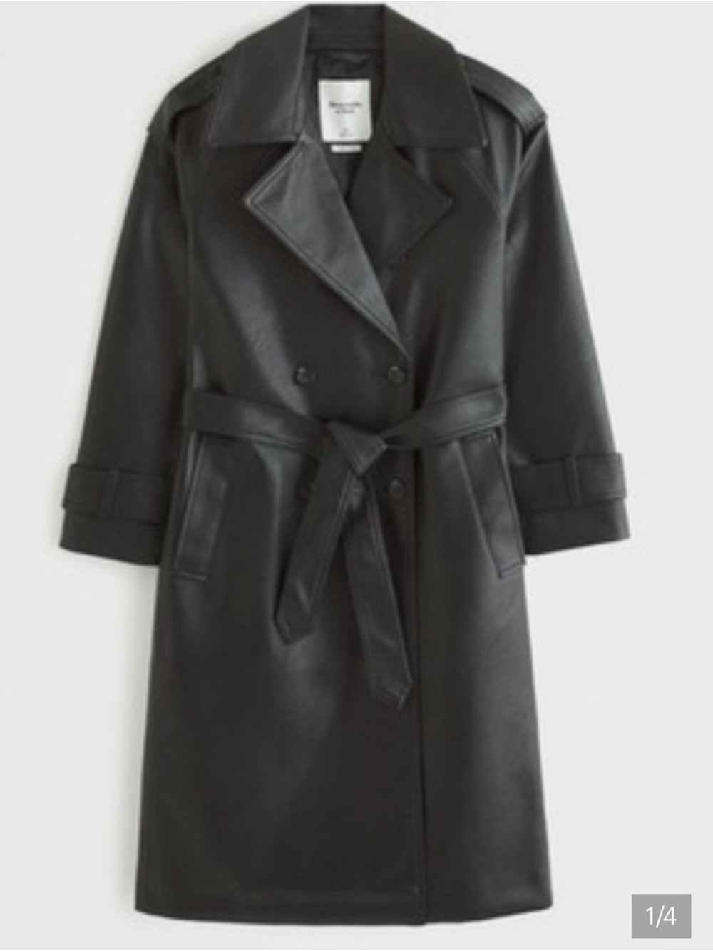 Abercrombie & Fitch Black Faux Leather Trench Coat